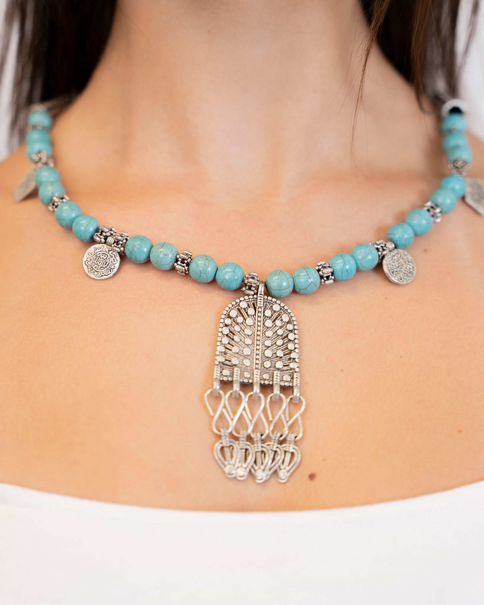 Zamzam's Legacy: Handcrafted Turquoise Treasure Necklace