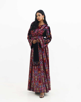 Akka Moonlit modest maxi thobe with floral motifs — ASHI