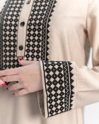 Beige embroidered sirwal kameez set — ASHI