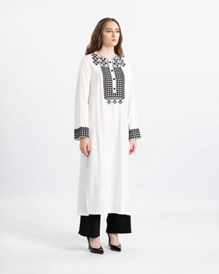 White embroidered sirwal kameez set — ASHI