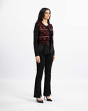 Sleeveless open-front embroidered black-velvet short vest — ASHI