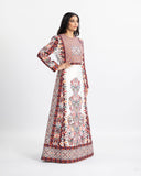 White Palestinian bridal thobe wedding dress, A-line silhouette — ASHI