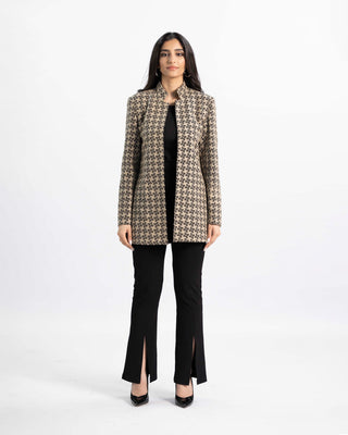 Tailored embroidered blazer in dark red — ASHI