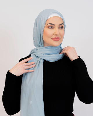 Shimmer-finish hijab with a glamorous drape — ASHI