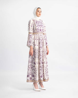 Embroidered Palestinian kaftan with bell sleeves and an A-line skirt — ASHI
