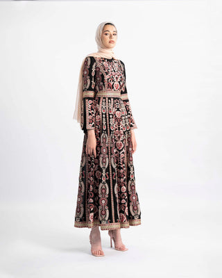 Embroidered Palestinian kaftan maxi dress — ASHI
