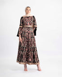 Embroidered Palestinian modest kaftan with bell sleeves — ASHI