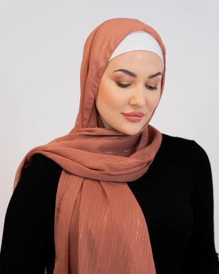 Striped glitter chiffon hijab with elegant shimmer — ASHI