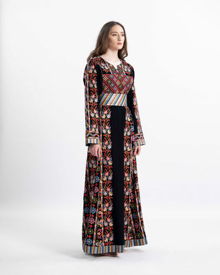 Modest embroidered Palestinian thobe maxi dress — ASHI