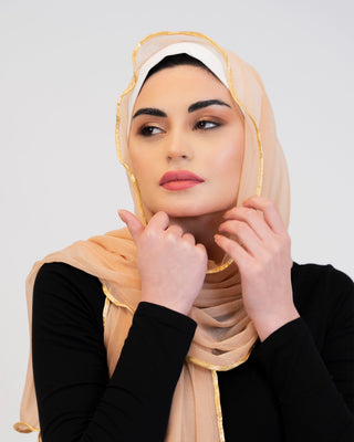 Crepe hijab with signature gold line detail — ASHI