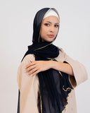 Luxe Golden Sands crepe hijab scarf draped — ASHI