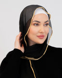 Soft crepe hijab with gold trim — ASHI