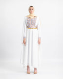 Embroidered Palestinian henna party dress with chiffon sleeves — ASHI