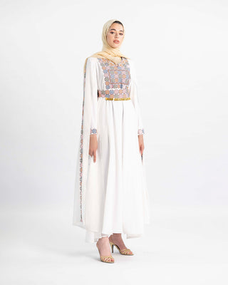 Embroidered Palestinian henna dress with Circassian-inspired design — ASHI