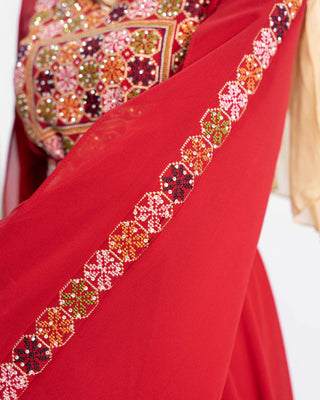 Embroidered Palestinian engagement dress with chiffon sleeves — ASHI