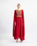 Mountain Mist embroidered Palestinian dress, modest maxi silhouette — ASHI