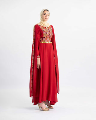 Detail of Palestinian embroidery on the Mountain Mist henna dress — ASHI