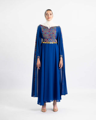 Embroidered Palestinian engagement dress, modest maxi — ASHI