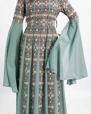 Circassian-inspired embroidered Palestinian thobe maxi dress — ASHI