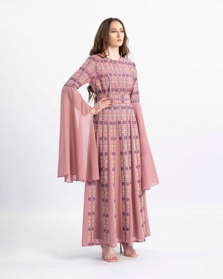 Modest embroidered maxi thobe with long sleeves — ASHI
