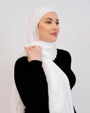 Lightweight crinkle-texture hijab scarf draped — ASHI