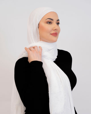 Lightweight crinkle-texture hijab scarf draped — ASHI
