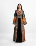 Ramallah Sunrise modest embroidered thobe in orange — ASHI