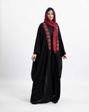Women's bisht-style abaya — embroidered open robe with wide draped sleeves — ASHI
