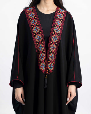 Embroidered bisht-style abaya open robe — ASHI