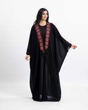 Women's bisht-style abaya with embroidered front bands — ASHI