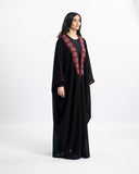 Bisht-style abaya open robe with wide draped cape sleeves — ASHI