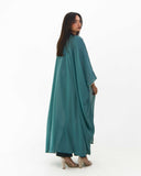 Women's bisht-style abaya with contrast piping and tassel — ASHI