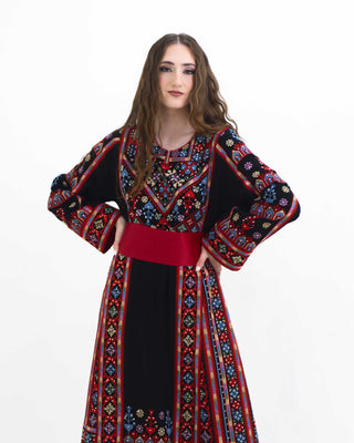 Embroidered Palestinian thobe with Negev-inspired celestial patterns — ASHI