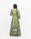 Embroidered Palestinian thobe in olive and silver hues — ASHI