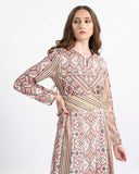 Embroidered Palestinian thobe with elegant waist belt in pink — ASHI
